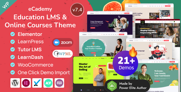 eCademy – Education LMS & Online Coaching Courses WordPress Theme Nulled