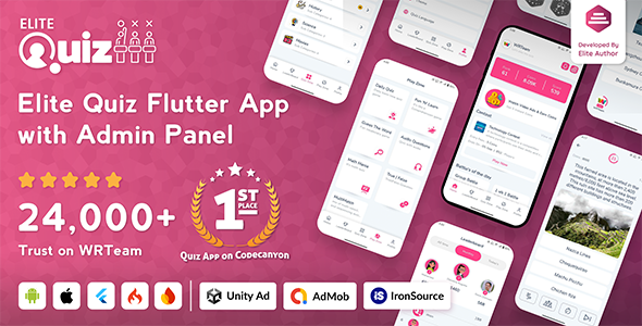 Elite Quiz – Trivia Quiz | Quiz Game – Flutter Full App + Admin Panel