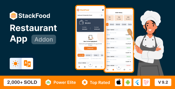 StackFood Multi Restaurant – Food Ordering Restaurant App