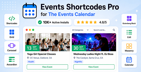 Events Shortcodes & Block Pro For The Events Calendar